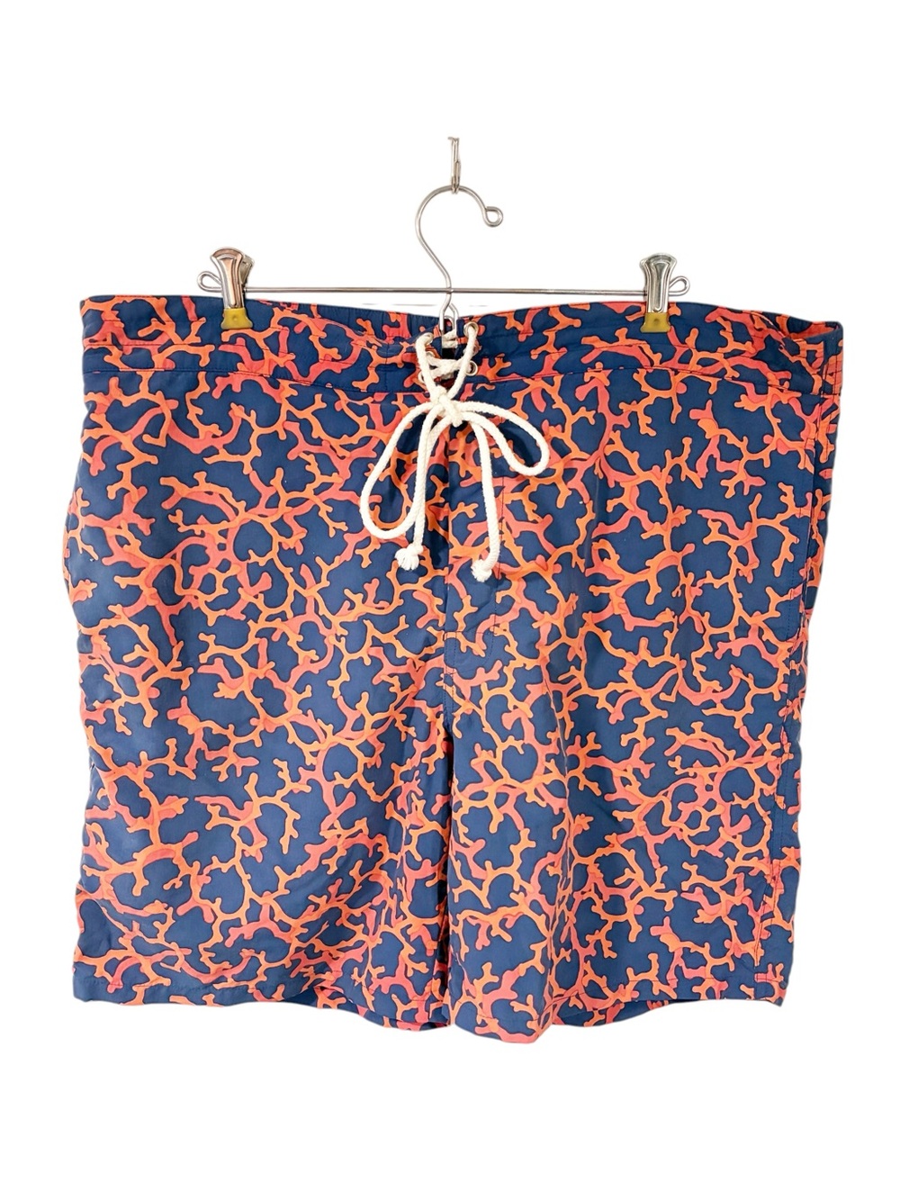 J. Mclaughlin Coral Patterned Swim Shorts Orange Blue Mens Size Large